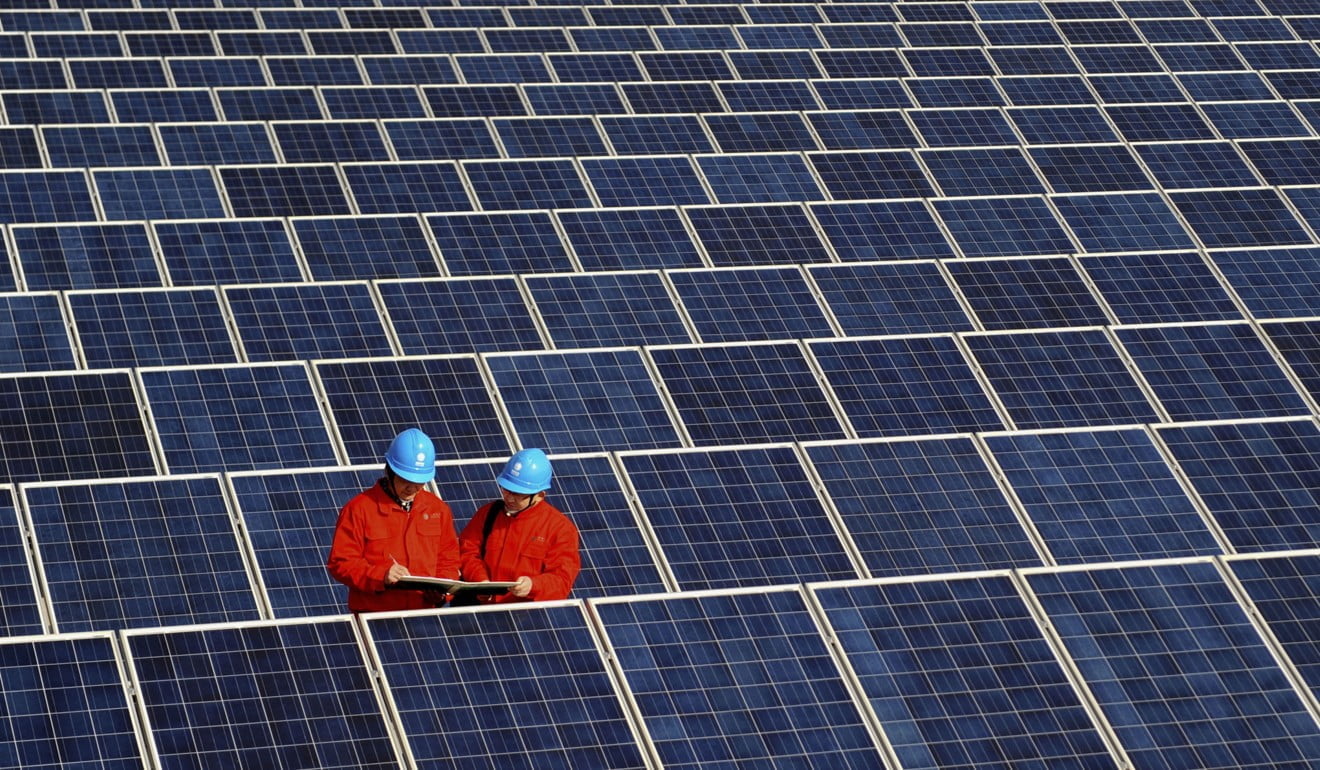 Solar panels on a factory roof in Changxing, eastern China’s Zhejiang province. Photo: AP