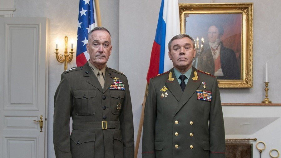Gen. Joe Dunford (left) and Gen. Valery Gerasimov (right), Helsinki, Finland, June 8, 2018