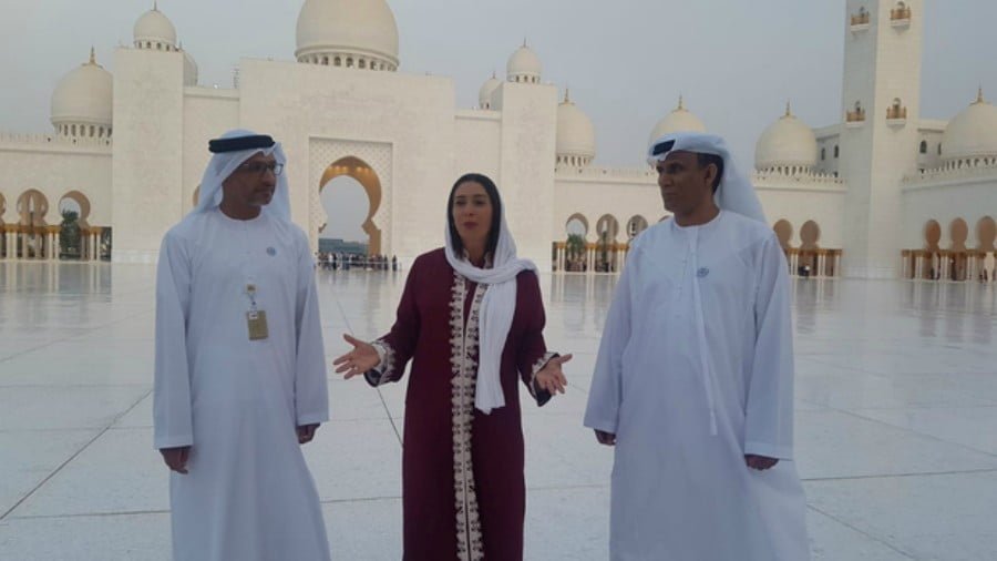 Israeli Culture Minister Miri Regev visits the Sheikh Zayed Grand Mosque in Abu Dhabi in October (Reuters)﻿