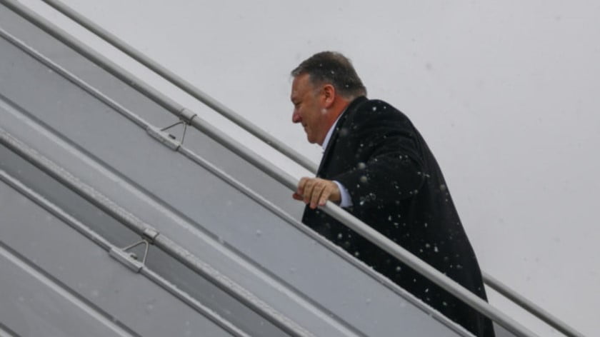 Pompeo leaving Warsaw. (State Department photo by Ron Przysucha)