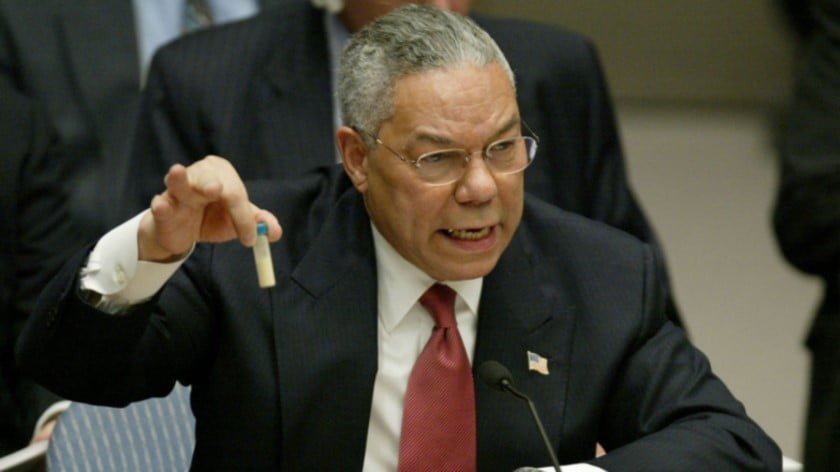 Colin Powell, then United States secretary of state, during his presentation on Iraq to the United Nations Security Council in 2003