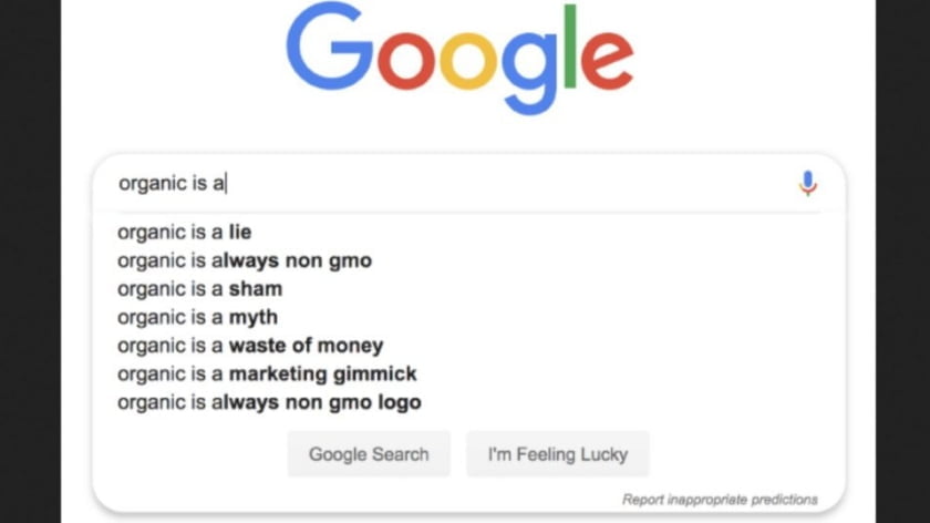 GOOGLE: “Organic is a Lie, Supplements are Dangerous, Chiropractic is Fake,” and Other Thoughts They Want You to Think
