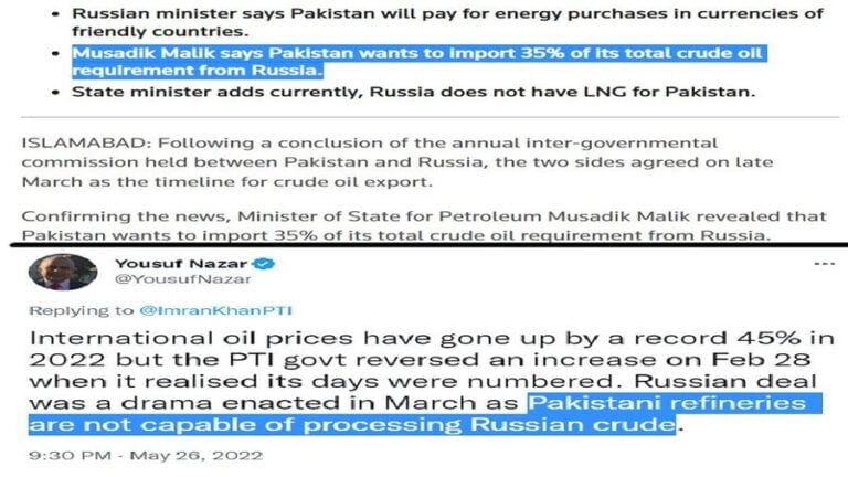 The Pakistani Petroleum Minister Discredited Prior Fake News about Russian Oil